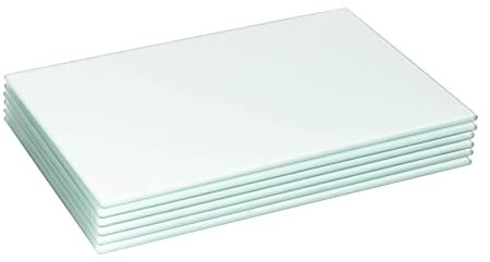 Harbour Housewares Glass Placemats - 30x20cm - White - Pack of 6 - Dining Table Place Mats Glass Plate Tabletop Protector for Kitchen Dinner, Worktops