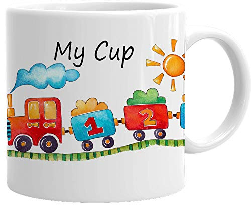 Tigerlilyprints Plastic Cup, Personalised Cup, Gift for Boy, Boys Birthday gift, Train