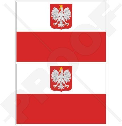 POLEN Polnische Staat Flagge POLEN 100mm Auto & Motorrad Aufkleber, x2 Vinyl Stickers