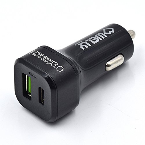 Welly EnjoyIT - USB-Autoladegerät - Mit Anschlüssen vom Typ A und C - Schnelles Aufladen - 33 W Leistung - Kompatibel mit Auto- und LKW-Steckdosen - Kompakte Größe - Farbe Schwarz