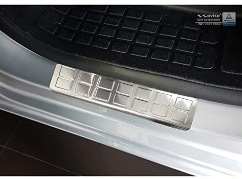 Avisa Umbrales de Puerta Inoxidable Compatible con Citroën Spacetourer & Jumpy/Peugeot Expert & Traveller/Toyota Proace 2016- / Opel Vivaro 2019- - 'Rectangles' - 2-Piezas Puertas Delanteras