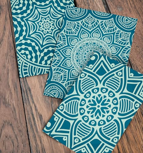 Wunderwand Fliesenaufkleber Mandala Mintgrün Petrol 12 Stück (15x20)