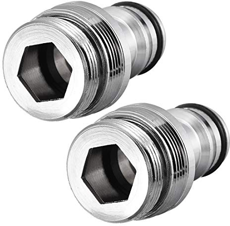 sourcing map 2Stk Gartenschlauch Schnellverbindung Vernickelt Wasserschlauch Beschlag Anschlüsse Adapter M22 Außengewinde