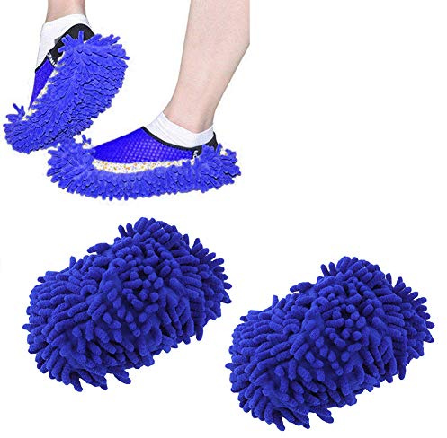 Home Mop Sweep Floor Cleaning Duster Cloth Housework Soft Slipper SY (1 Pair/Blue)