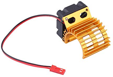 Tbest RC Heat Sink, Motor Electric Heatsink RC Motor Radiator with Cooling Fan for 1/10 Scale RC Car(Gold) Model Car Accessories