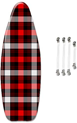 ZJBKX Extra großer Bügelbrettbezug, 150x50cm, rot kariert, mit 4 Clips