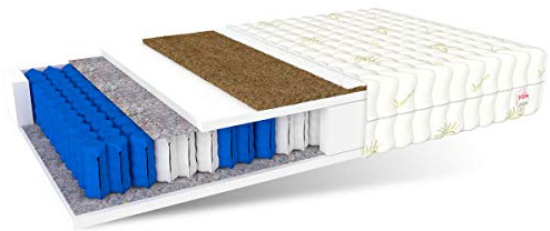 FDM Matratze EUROPA 90x200 hochwertige 7-Zonen Taschenfederkernmatratze Härtegrad H4/H3 kokos polyurethanschaum polyester 18 cm hohe