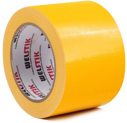 WELSTIK Panzertape extra stark, 41 m x 75 mm – Wasserdichtes Reparaturband für innen & außen gewebeverstärktes Reparaturband, Gelb
