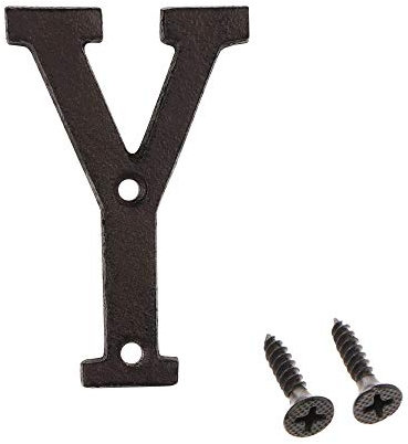 Betorcy 3 Inch Address Number, House Numbers for Outside, Cast Iron Metal Letter Garden Door Mailbox Decor with Screws, Black Letter Y