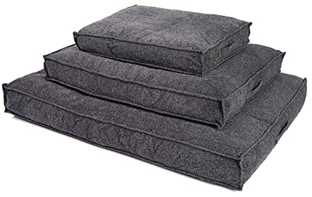JAMAXX Premium Hundekissen Orthopädische Füllung, Waschbar Bezug aus Edlem Chinelle Stoff, Weiche Kompakte Füllung mit Visco-Schaumstoff-Flocken,90x70 (M), grau