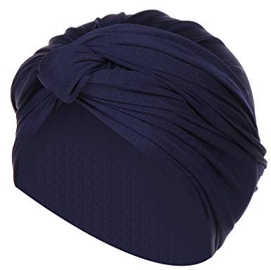 Lazzboy Store Turban Mütze Muslim Kopftuch Kopfbedeckung Headwrap Beanie Stirnband Schlafmütze Für Haarverlust,Chemo,Cap Chemotherapie Frauen Solid India Hut Ruffle Wickelschal (Marine)