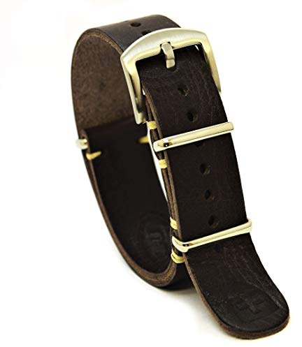 NATO Uhrenarmband Zulu Band Leder Militär geölt Lange Braun Handgefertigte Edelstahlschnalle Wählen Sie Größe 18 mm 20 mm 22 mm 24 mm Halter