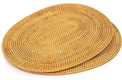 Gaetooely 2 StüCk Ovales Rattan Tischset, Handgewebtes NatüRliches Rattan, ZubehhR für Tee Zeremonien, Geeignet für Essen Zimmer, KüChe Usw.