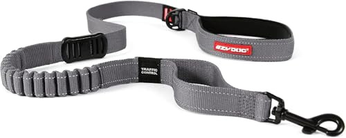 EZYDOG Zero Shock Dog Lead | Zero Shock Technology, 0.6m, Small, Medium, Large Dogs, Comfortable Padded Handle, Traffic Control, 25 inches (Grey)