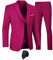 Furuyal Herren Anzüge 3-teiliges Slim Fit Anzug-Set, zwei Knöpfe, Hochzeit, Business, Smoking, solide Blazer, Jacke, Weste, Hose mit Krawatte, Fuchsia, 3XL
