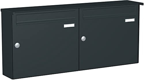Max Knobloch Briefkastenanlage Aufputz mit eckiger Verkleidung Modell A1 Farbe RAL 7016 anthrazitgrau, Größe mit 2 Briefkästen