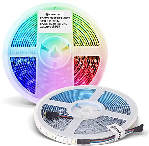 RGBW LED Streifen 5m,DC12V Dimmbar RGB Kaltweiß Mehrfarbiges 300 LEDs SMD5050 Flexible 5 Draht Ambiance Beleuchtung Lightstrip,Nur 16.4ft RGBW LED Strip Lights