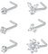 AceFun 18G Gebogene L-förmige Nasenstecker 1MM Edelstahl Nasensteg Nasenloch Piercing Diamant Zirkonia Piercing Körperschmuck Silber Herz Stern Blume Dreieck Schmetterling 7MM