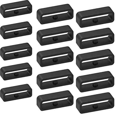 IOPYKKOA 15 pezzi di ricambio in gomma per orologio da polso, in silicone (18/20/22 mm), Nero , L