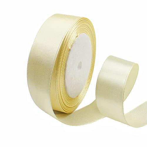 23Meter Satinband Cremefarben 25mm Satinband Bänder,Breit Schleifenband Dekoband Stoffband Geschenkband Hochzeitsdeko Schleife für Geschenkverpackung,Kunsthandwerk,Haarschleifen,Blumenstrauß