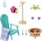Barbie Ensemble de Meubles et d'accessoires, décoration de Maison de poupée Barbie pour Jardin, Patio, feu de Joie, mangeoire à Oiseaux et nichoirs, Jouets et Cadeaux pour Enfants