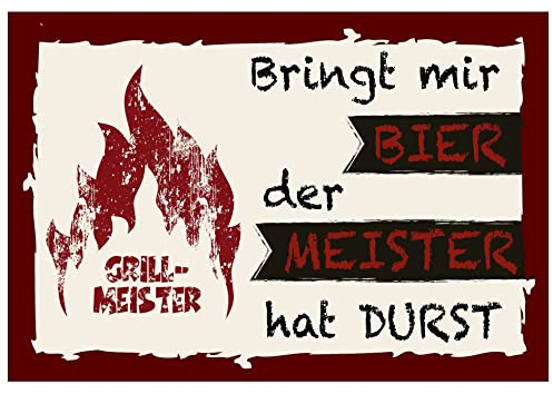LILENO HOME Grill u. BBQ Matte 75 x 120 cm (Bier Grillmeister) - als perfekte bodenschutz Unterlage für Gas u. Holzkohlegrill - Grillunterlage Bodenschutzmatte für Familien-Grillabend, 70183
