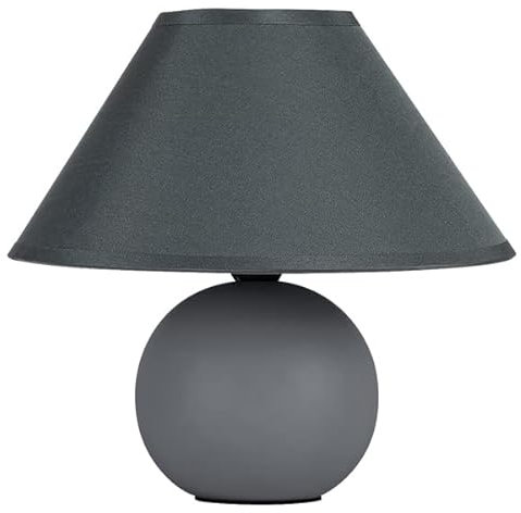 Rabalux 2146 Tischleuchte Ariel aus Keramik Textil grau 1x E14 MAX 40W H:19cm Ø20cm mit eingebautem Schalter