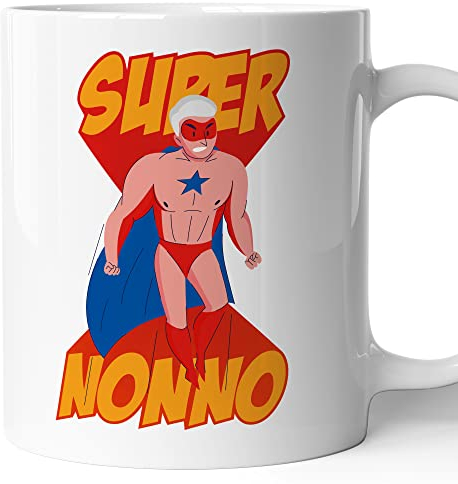AL PRODUCTION Tazza Super Nonno - Super Famiglia -Idee Regali Divertenti e Originali -Tazze di caffè eTè