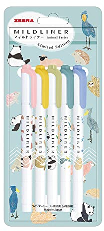 Zebra Fluoreszenzstift Mildliner 5-Farben-Set Tier [Parallelimport Waren](japan import) (Tier B)