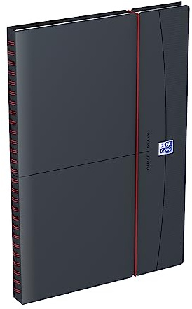 Oxford Office-Terminkalender, Wochenansicht, Spiralbindung, 16 x 24 cm, Jahr 2026, Grau/Rot