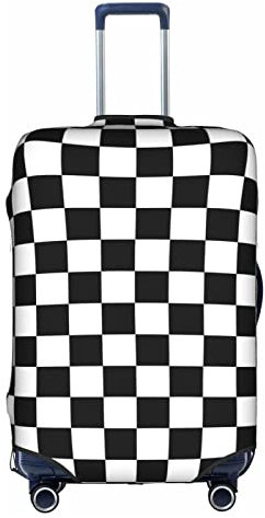 Schwarz und Weiß karierter Trolley Reisekoffer =>> Hohe Elastizität mit Reißverschluss, kleine Trolley-Tasche 45,7 - 81,3 cm