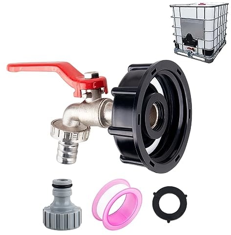XCDMJ Ibc Auslaufhahn Regenwassertank1000l Wassertank Wasserhahn Aus Legierung Kugelhahn Mit 1/2 Zoll Anschluss Ibc Adapter Für s60x6 Wassertank Wasserhahn, Regenwassertank Ibc Tank Zubehör