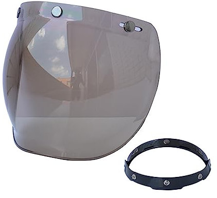 Shkalacar 3 Snap Helmvisier für Open Face Helme, Helm Blasenvisier mit Klapphalterung, Mehrfarbig erhältlich, Ersatzvisier Helm für Motorrad Radfahren(Tan)