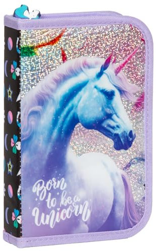 Derform Einhorn Federtasche Unicorn Federmappe gefüllt Federmäppchen mit Inhalt