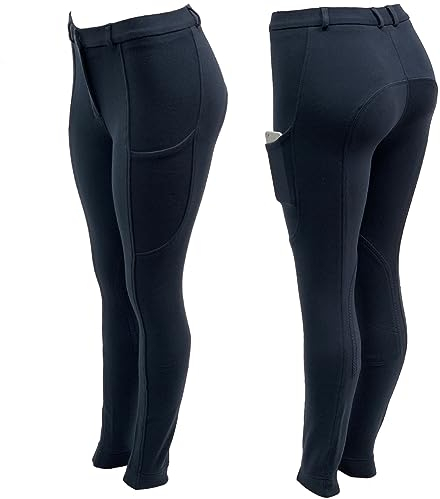 Autumnn Equestrian Jodhpurs - Pantaloni da equitazione da donna, con due tasche per telefono, colore: blu navy, Marina Militare, 26 W