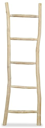 Handtuchleiter mit 5 Sprossen Teak 45x150 cm natur,Artikelfarbe natur