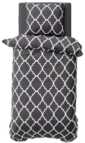 Visaggio Bettwäsche Set 155x220cm Design Bettbezug Garnitur Baumwolle Renforce Schlafzimmer Set Maroc Anthrazit Ornamente
