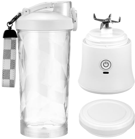 Kichvoe Portable Juice Blender Portable Shakes Travel Fruit Usb Rechargeable Mixer Cordless Juicer Fresh Juice Mixing Bottle 600ml White Portable Smoothie Blender