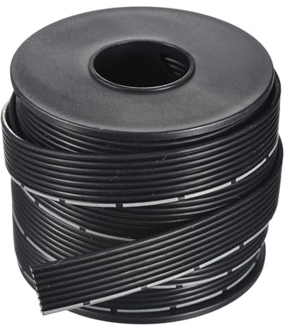 sourcing map 20AWG Silicone Ribbon Cable 8Pin 20 Gauge Flat Cable Flexible Silicone Wire 6m/19.6ft Black Stranded Tinned Copper Wire for Model Plane, Model Car, Electric Appliance