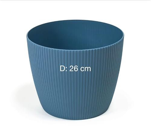 MELTOM Übertopf Blumentopf Kräutertopf 3D Rillen Dekorativ (Blau, XL-26 cm)