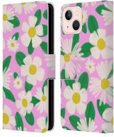 Head Case Designs Licenza Ufficiale Gabriela Thomeu Big Blooms Rosa Floreale Custodia Cover in Pelle a Portagoglio Compatibile con Apple iPhone 13