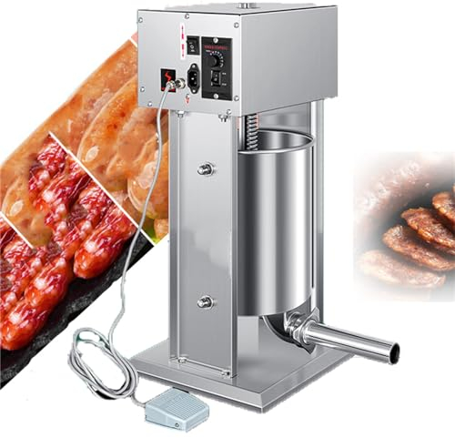 Lnlscle Electric Sausage Stuffer, 10L Sausage Filling Machine with 4 Filling Nozzle, (12MM 18MM 22MM 30MM), Multifunction Sausage Filler Tying Equipment with Foot Control
