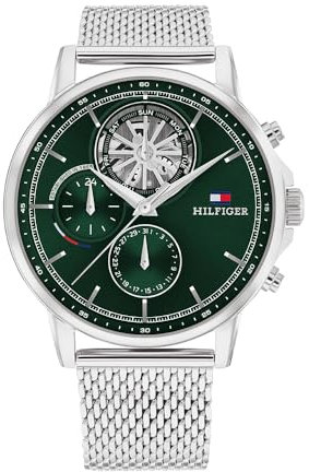 Tommy Hilfiger Montre Analogique Multifunction à Quartz pour Homme avec Bracelet en Acier Inoxydable avec Bracelet en Acier Inoxydable - 1710608