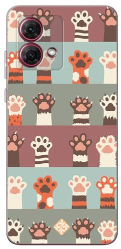 Movilshop Case for [Motorola Moto G84 5G] Drawing Pets [Cat Paws] Flexible Silicone Transparent Case Cover Gel for Smartphone.