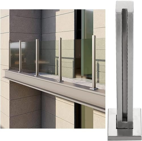 MekUk Palo di balaustra in Vetro Pali for balaustra in Vetro Palo for ringhiera in Vetro in Acciaio Inossidabile for Balcone Palo for ringhiera in Vetro for Esterni/Interni per Ville, balconi, Scale,