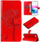 Hancda Case for iPhone SE 2022 / iPhone SE 2020 / iPhone 8 / iPhone 7 Leather Case Wallet Flip Cover with Card Holder Slot Design Pattern Magnetic Stand Strap Shockproof Phone Case Cover,Red