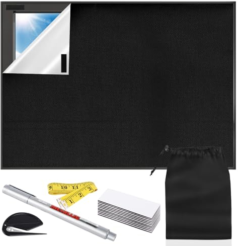 NVIYAM Fenster Verdunklungsstoff 2m x 1.45m Verdunklungsfolie für Fenster Dachfenster Verdunkelung 100% Lichtundurchlässig Dachfenster Rollo Ohne Bohren Fenster Abdunkeln Sonnenschutz Fenster Innen