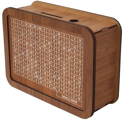 Spardose Holz, Sparbüchse, Holz Spardose mit zähler, Geldbank, Münzbanken mit Sparziel und Zahlen Wiederverwendbare für Kinder, Sparziel 2000
