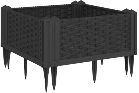 vidaXL Pflanzkasten mit Erdspießen Schwarz 42,5x42,5x28,5 cm PP