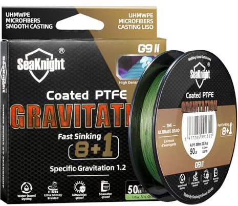 SeaKnight G9 Serie 9 fili 8+1 lenza da pesca intrecciata lenza da pesca ad affondamento rapido 150m/300m resistente all'acqua di mare resistente ai raggi UV PTFE linea da pesca in mare 17-80 libbre
